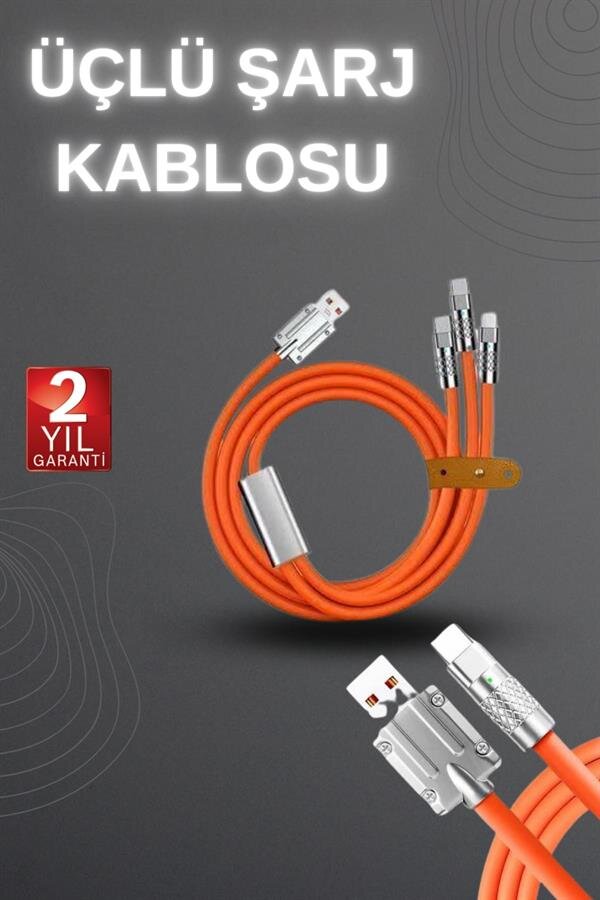 120W Hızlı Şarj Kablosu Turuncu Yüksek Güç Kapasitesi Çoklu Şarj Girişi 1 120W Hızlı Şarj Kablosu Turuncu Yüksek Güç Kapasitesi Çoklu Şarj Girişi