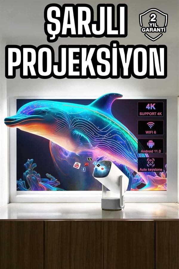 Taşınabilir Sinema Oyun Projektörü Akıllı Projeksiyon Android 11 2 Taşınabilir Sinema Oyun Projektörü Akıllı Projeksiyon Android 11 - Görsel 2