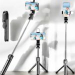 Tripod Kablosuz Bluetooth Bağlantılı Selfie Çubuğu 360 Derece Dönebilen