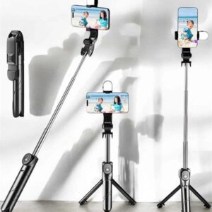 Tripod Kablosuz Bluetooth Bağlantılı Selfie Çubuğu 360 Derece Dönebilen