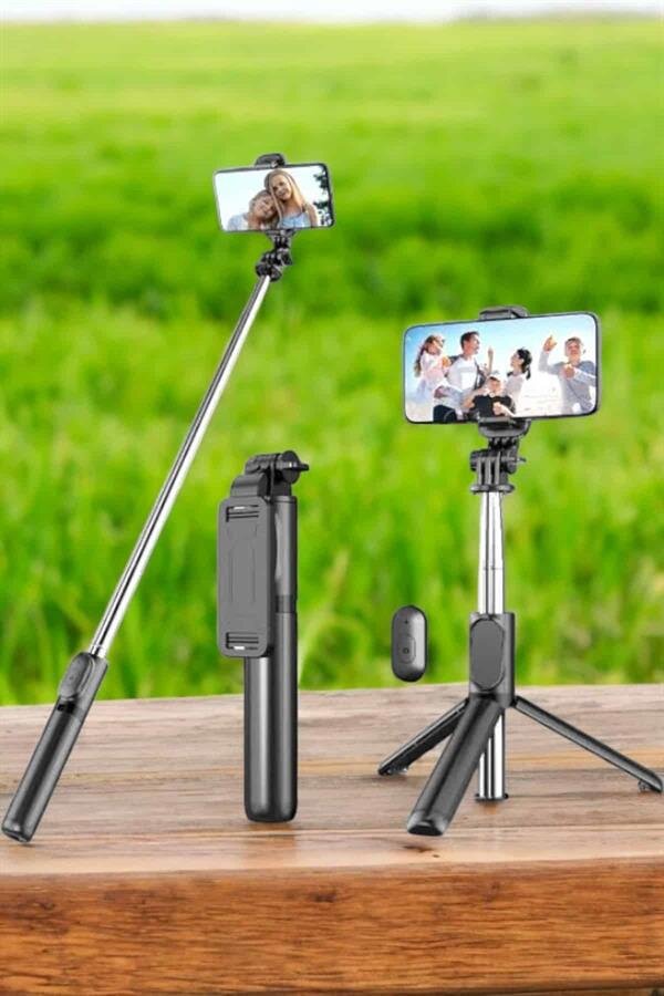 Tripod Kablosuz Bluetooth Bağlantılı Selfie Çubuğu 360 Derece Dönebilen 4 Tripod Kablosuz Bluetooth Bağlantılı Selfie Çubuğu 360 Derece Dönebilen - Görsel 4