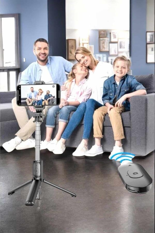 Kumandalı Tripod Telefon Tutucu Selfie Çubuğu 360 Derece Dönebilen 1 Kumandalı Tripod Telefon Tutucu Selfie Çubuğu 360 Derece Dönebilen