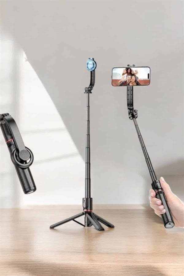Kumandalı Tripod Telefon Tutucu Selfie Çubuğu 360 Derece Dönebilen 3 Kumandalı Tripod Telefon Tutucu Selfie Çubuğu 360 Derece Dönebilen - Görsel 3