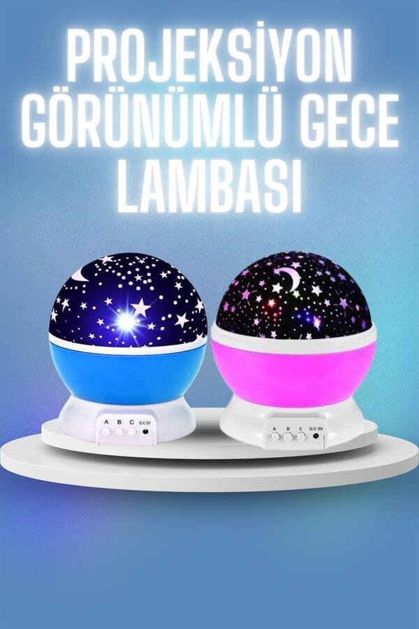 Renkli Yıldızlı Gökyüzü Projeksiyon Gece Lambası Pilli ve USB Kablolu 2 Renkli Yıldızlı Gökyüzü Projeksiyon Gece Lambası Pilli ve USB Kablolu - Görsel 2