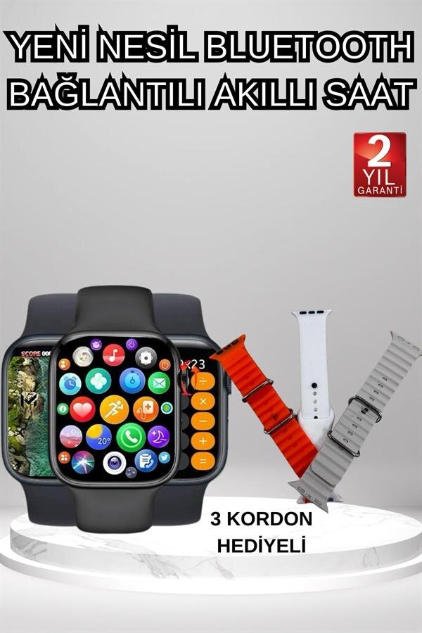 Akıllı Saat Arama Görüşme Bildirim Görme Uyku ve Sağlık Takibi Nabız Ölçer 3 Kordon Hediyeli 2 Akıllı Saat Arama Görüşme Bildirim Görme Uyku ve Sağlık Takibi Nabız Ölçer 3 Kordon Hediyeli - Görsel 2