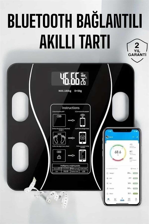 Akıllı Tartı Bluetooth Bağlantılı Yağ Ölçebilen Tartı Yeni Nesil 2 Akıllı Tartı Bluetooth Bağlantılı Yağ Ölçebilen Tartı Yeni Nesil - Görsel 2