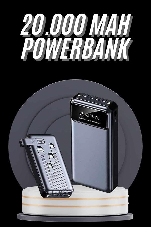 Hızlı Şarj Özellikli 20.000 Mah Dijital Göstergeli USB Girişli Android ve İOS Uyumlu Powerbank 2 Hızlı Şarj Özellikli 20.000 Mah Dijital Göstergeli USB Girişli Android ve İOS Uyumlu Powerbank - Görsel 2