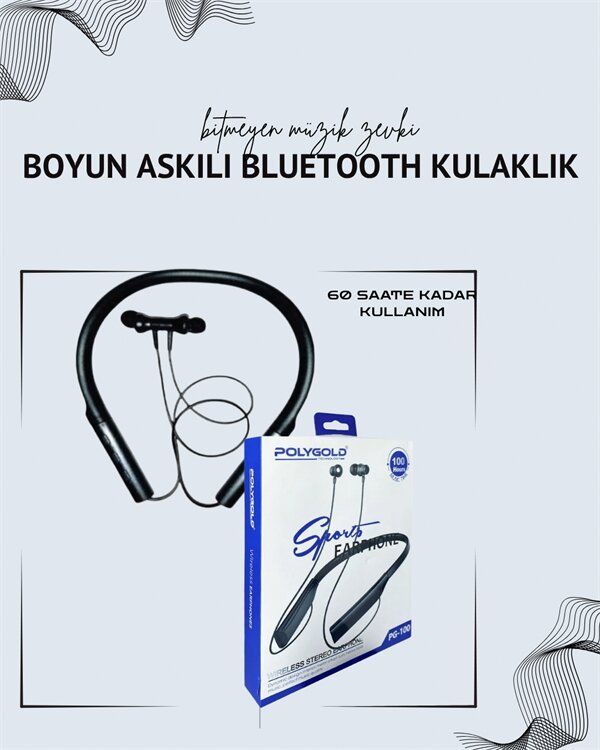 Polygold PG-100 Boyun Askılı Kablosuz Kulaklık – 200 Saat Bekleme Süresi Stereo Ses Mikrofonlu 2 Polygold PG-100 Boyun Askılı Kablosuz Kulaklık – 200 Saat Bekleme Süresi Stereo Ses Mikrofonlu - Görsel 2