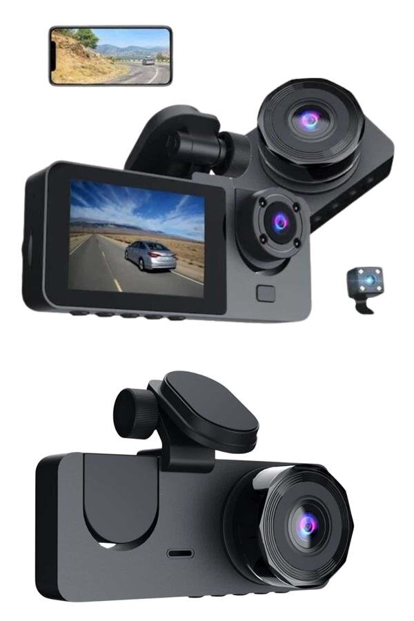 3 Kameralı 2 İnç 1080P Araç İçi Kamera Sürüş Kamerası CarPlay 1 3 Kameralı 2 İnç 1080P Araç İçi Kamera Sürüş Kamerası CarPlay