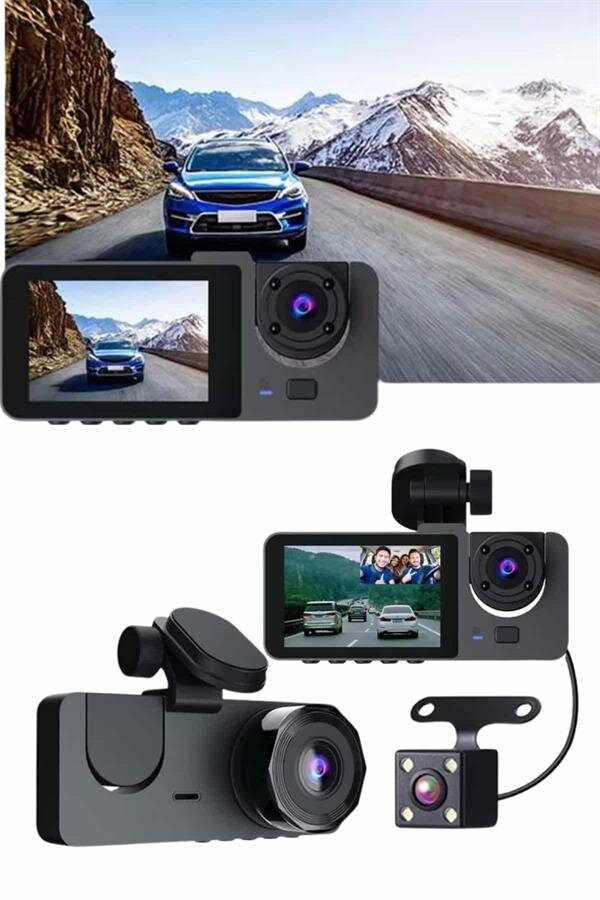 Gece Görüşlü DVR 3 Lensli Araç İçi Sürüş Kamerası Video Kaydedici 3 Gece Görüşlü DVR 3 Lensli Araç İçi Sürüş Kamerası Video Kaydedici - Görsel 3