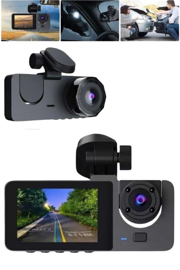 Araç İçi Dikiz Kamerası Sürüş Kaydedici 3 Lensli DVR Kamera 1 Araç İçi Dikiz Kamerası Sürüş Kaydedici 3 Lensli DVR Kamera