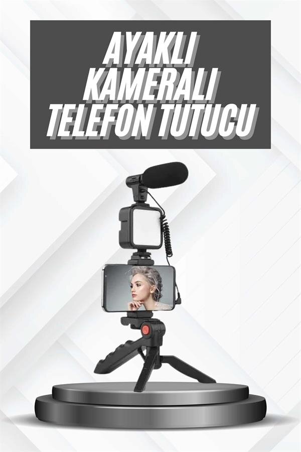 Telefon Tutucu Mikrofonlu Işıklı Youtuber Video Kayıt 2 Telefon Tutucu Mikrofonlu Işıklı Youtuber Video Kayıt - Görsel 2