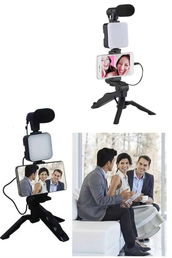 Telefon Tutucu Led Işıklı Kumandalı Mikrofon Telefon Vlog Video Kayıt 3 Telefon Tutucu Led Işıklı Kumandalı Mikrofon Telefon Vlog Video Kayıt - Görsel 3