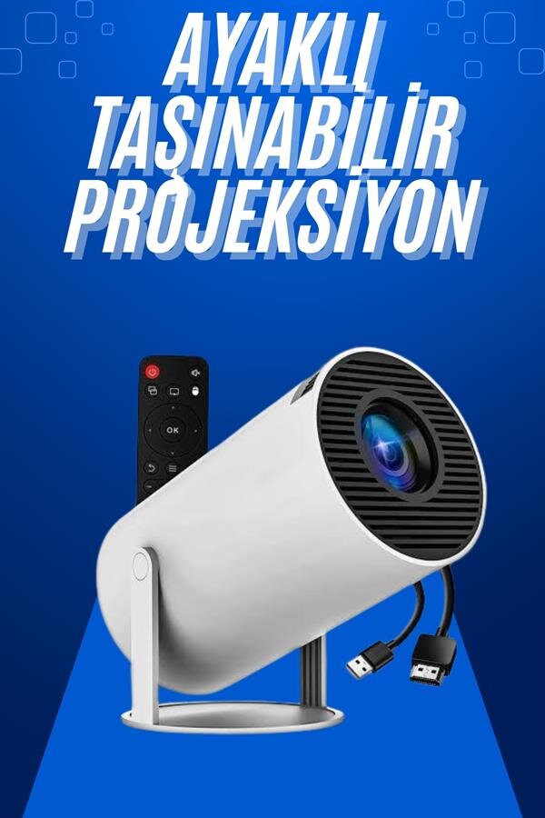 Taşınabilir Projeksiyon Ayaklı Projektör Android Uyumlu HDMI Girişli 2 Taşınabilir Projeksiyon Ayaklı Projektör Android Uyumlu HDMI Girişli - Görsel 2