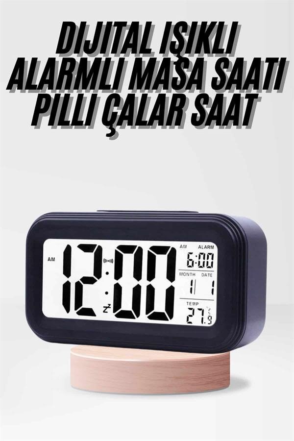 Dijital Işıklı Alarmlı Çalışma Masası Ekran Pilli Çalar Saat 2 Dijital Işıklı Alarmlı Çalışma Masası Ekran Pilli Çalar Saat - Görsel 2