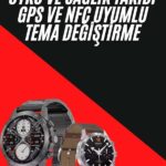 Erkeklere Özel Akıllı Saat Çelik Kordon Bluetooth Bağlantılı İOS ve Android Uyumlu