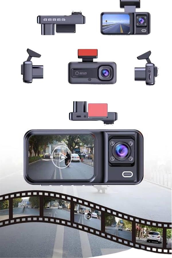 1080P 3 Lensli WİFİ Araç İçi Kameralı Ekran DVR Kaydedici Gece Görüşlü 4 1080P 3 Lensli WİFİ Araç İçi Kameralı Ekran DVR Kaydedici Gece Görüşlü - Görsel 4