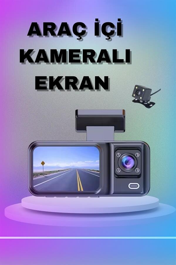 1080P 3 Lensli WİFİ Araç İçi Kameralı Ekran DVR Kaydedici Gece Görüşlü 2 1080P 3 Lensli WİFİ Araç İçi Kameralı Ekran DVR Kaydedici Gece Görüşlü - Görsel 2