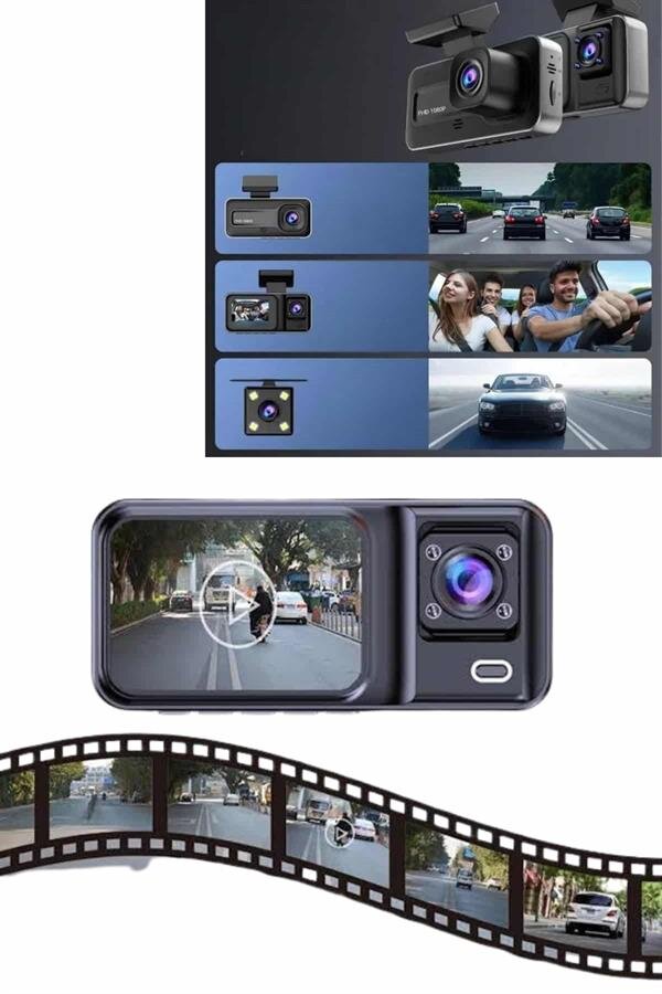 DVR Araç İçi Kamera Ön ve İç Kamera 2 İnç Ekranlı Çift Kamera 3 DVR Araç İçi Kamera Ön ve İç Kamera 2 İnç Ekranlı Çift Kamera - Görsel 3