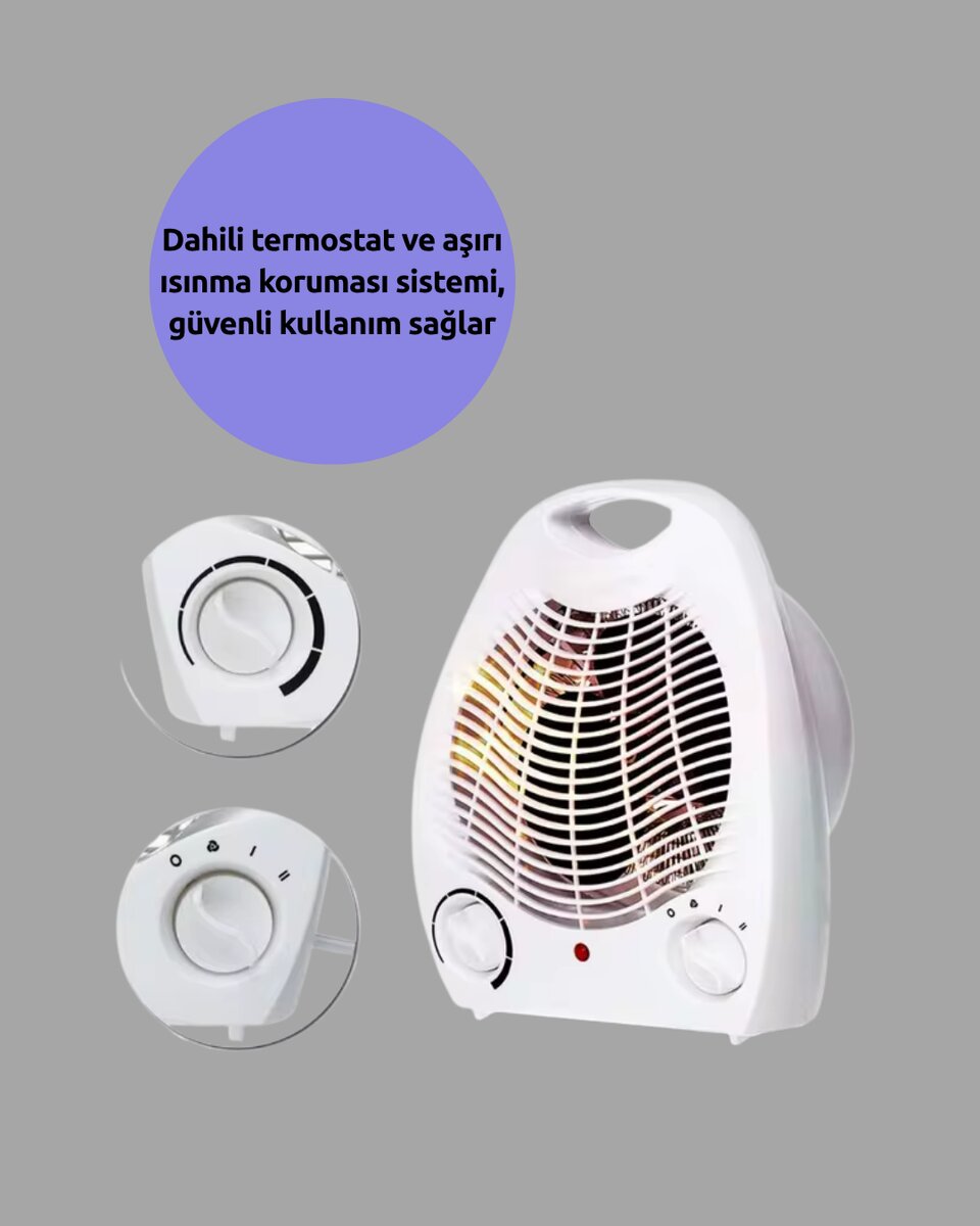 Fanlı Elektrikli Isıtıcı – 3 Kademeli Isı Ayarı ve Güvenli Kullanım 2 Fanlı Elektrikli Isıtıcı – 3 Kademeli Isı Ayarı ve Güvenli Kullanım - Görsel 2