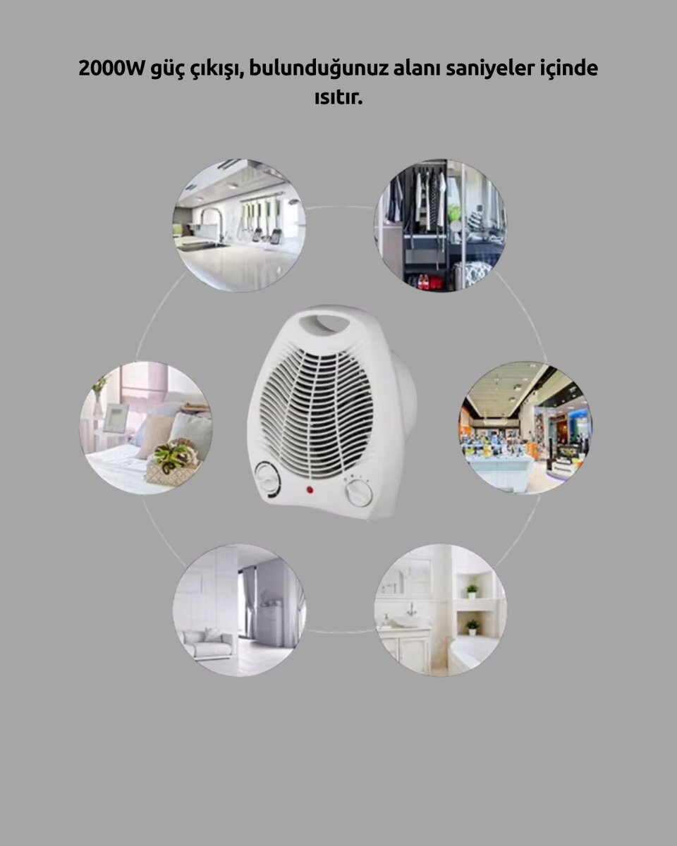 Fanlı Elektrikli Isıtıcı – 3 Kademeli Isı Ayarı ve Güvenli Kullanım 4 Fanlı Elektrikli Isıtıcı – 3 Kademeli Isı Ayarı ve Güvenli Kullanım - Görsel 4