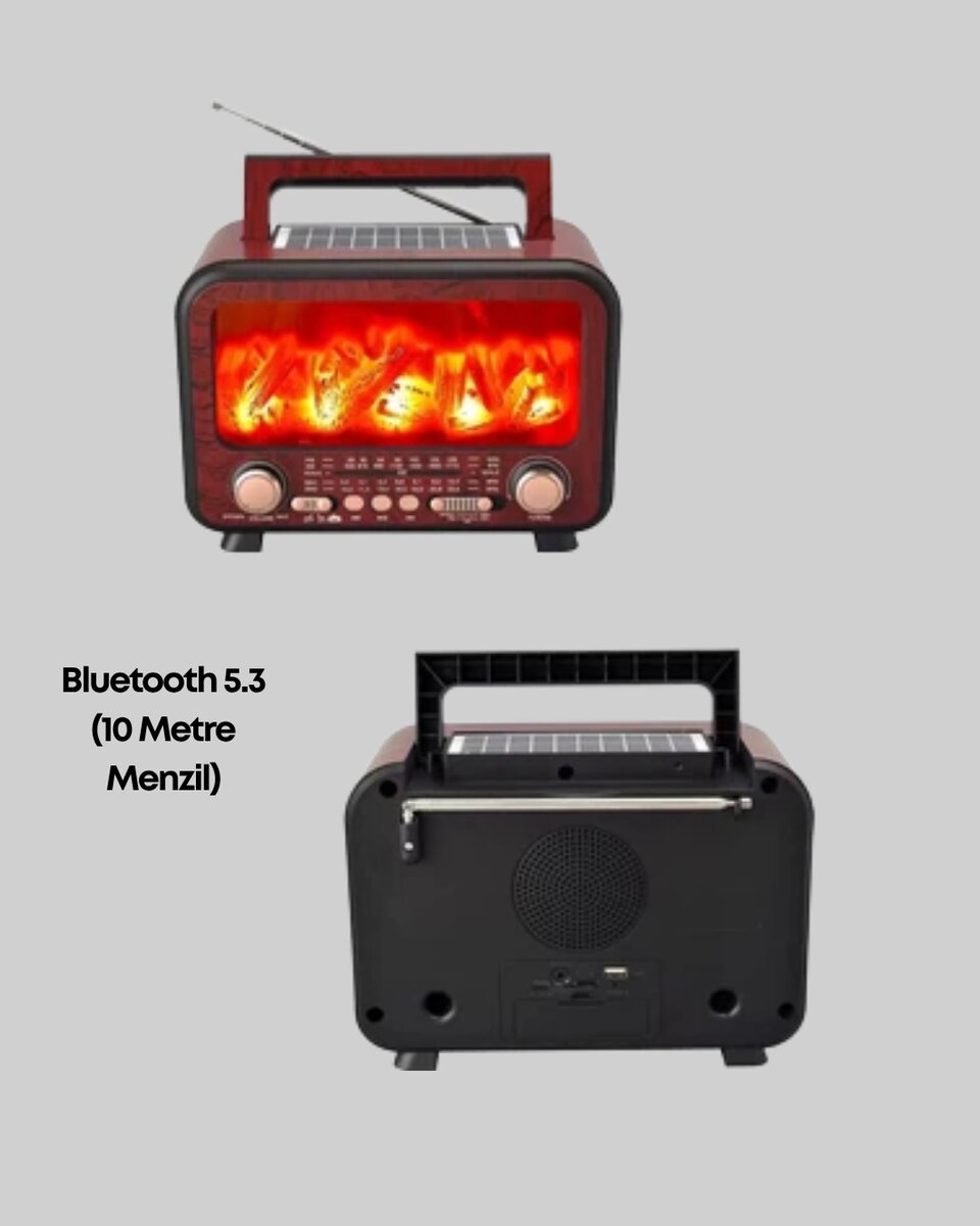 Şömine Alev Işıklı Solar Bluetooth Hoparlör – 7W Güçlü Ses FM Radyo 4 Şömine Alev Işıklı Solar Bluetooth Hoparlör – 7W Güçlü Ses FM Radyo - Görsel 4