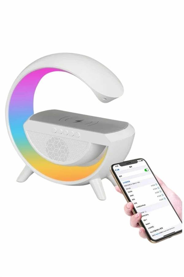 Bluetooth Hoparlör G Şekli Atmosfer Akıllı Rgb Lamba Wireless Kablosuz Şarj 3 Bluetooth Hoparlör G Şekli Atmosfer Akıllı Rgb Lamba Wireless Kablosuz Şarj - Görsel 3