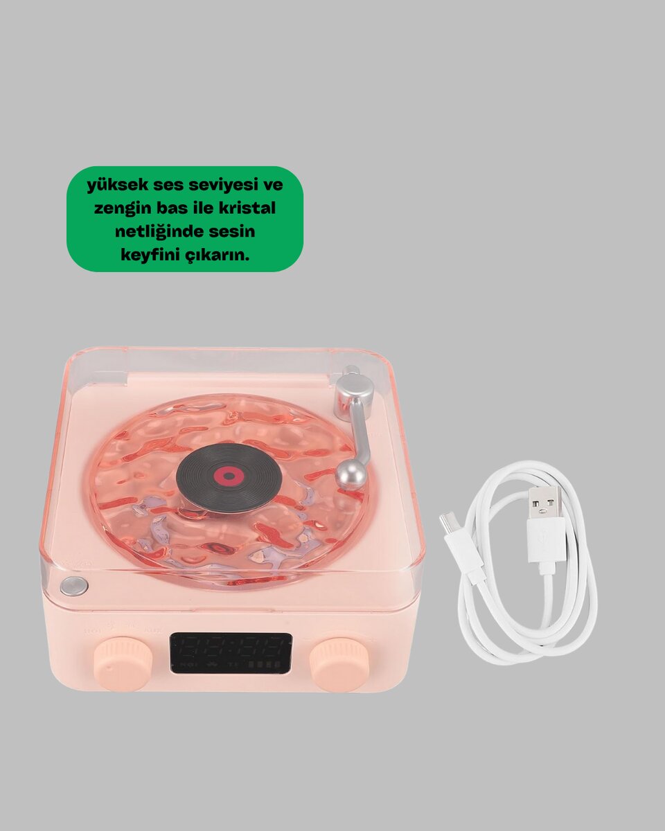 Retro Bluetooth Hoparlör – Yumuşak Gece Lambası ve Saat Göstergeli 2 Retro Bluetooth Hoparlör – Yumuşak Gece Lambası ve Saat Göstergeli - Görsel 2