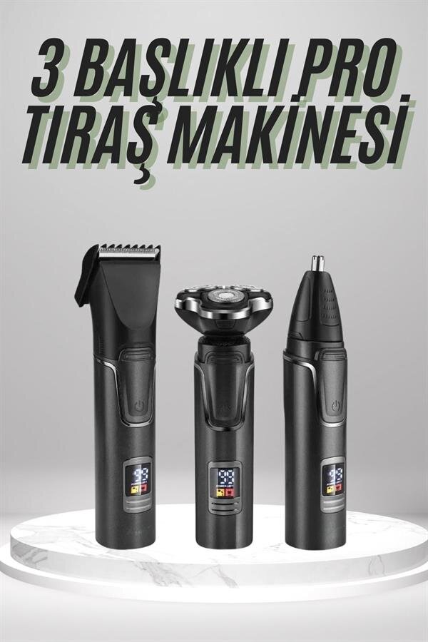 Dijital Göstergeli 3 Başlıklı Tıraş Makinesi Islak Kuru Lazer Öncesi Günlük 2 Dijital Göstergeli 3 Başlıklı Tıraş Makinesi Islak Kuru Lazer Öncesi Günlük - Görsel 2