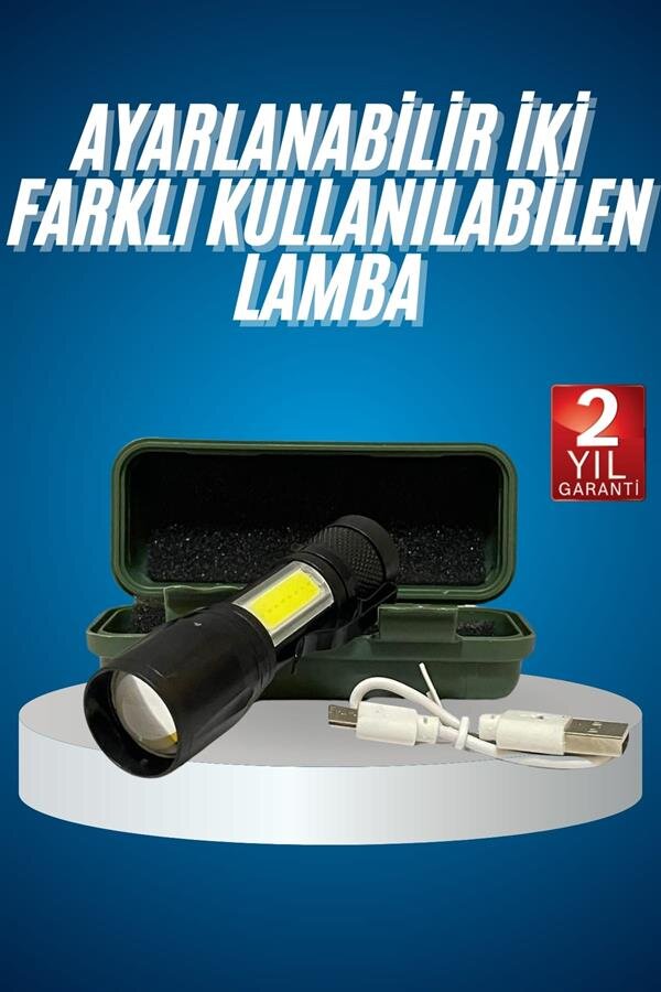 Led Lamba El Feneri Küçük Taşınabilir USB Şarjlı Acil Durum Lambası 2 Led Lamba El Feneri Küçük Taşınabilir USB Şarjlı Acil Durum Lambası - Görsel 2