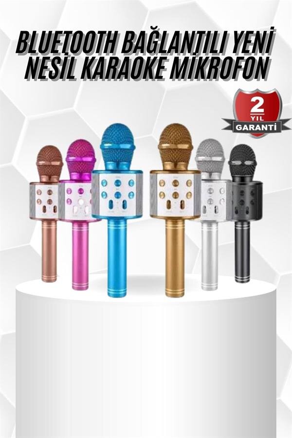 Karaoke Mikrofon Bluetooth Bağlantılı Aux Girişli Uzun Pil Ömrü Yüksek Ses Kaliteli 2 Karaoke Mikrofon Bluetooth Bağlantılı Aux Girişli Uzun Pil Ömrü Yüksek Ses Kaliteli - Görsel 2