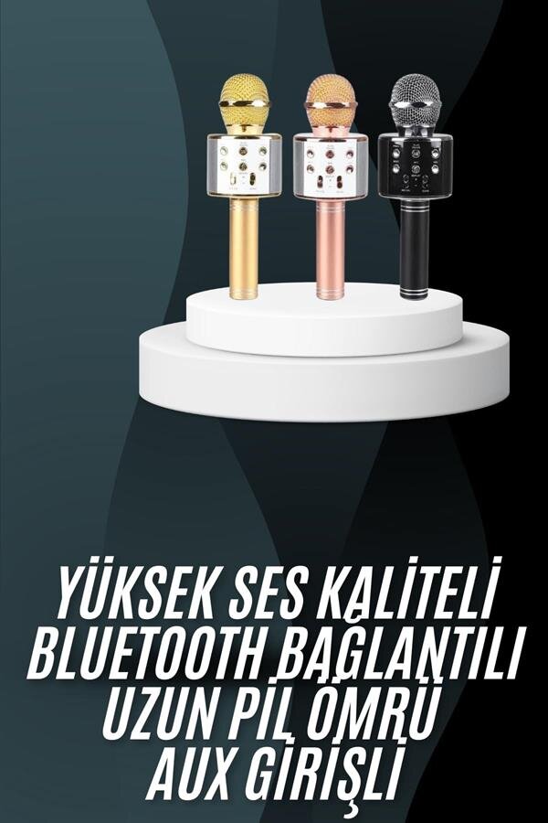 Karaoke Mikrofon Bluetooth Bağlantılı Aux Girişli Uzun Pil Ömrü Yüksek Ses Kaliteli 1 Karaoke Mikrofon Bluetooth Bağlantılı Aux Girişli Uzun Pil Ömrü Yüksek Ses Kaliteli