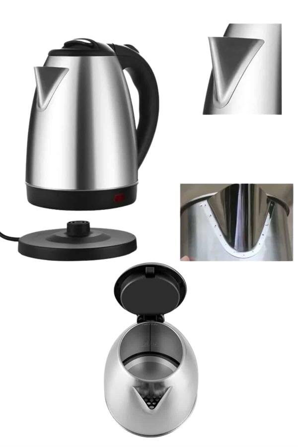 Elektrikli Paslanmaz Çelik Su Isıtcı Çelik Kettle 1.8 Lt. Uzun Ömürlü 4 Elektrikli Paslanmaz Çelik Su Isıtcı Çelik Kettle 1.8 Lt. Uzun Ömürlü - Görsel 4