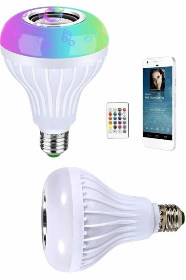 Kumandalı RGB Led Işık Bluetooth Hoparlör Ses Lambası Renkli Ampul 3 Kumandalı RGB Led Işık Bluetooth Hoparlör Ses Lambası Renkli Ampul - Görsel 3