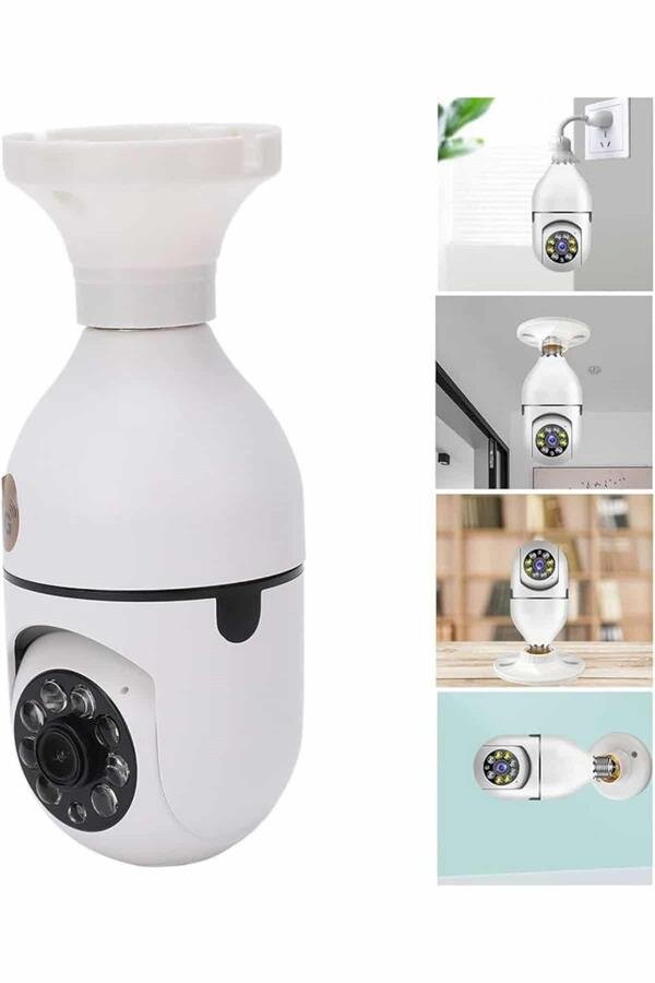 Wifi Güvenlik Kamerası Çift kameralı Ampule Takılabilir Sensörlü 4 Wifi Güvenlik Kamerası Çift kameralı Ampule Takılabilir Sensörlü - Görsel 4
