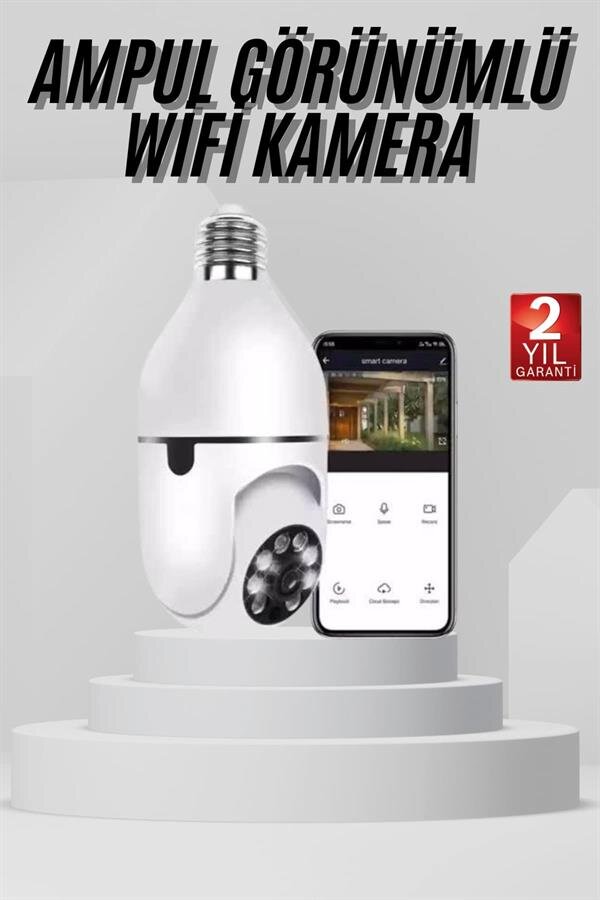 Wifi Güvenlik Kamerası 360 Derece Dönebilen Harekete Duyarlı Gece Görüşlü Ampul 2 Wifi Güvenlik Kamerası 360 Derece Dönebilen Harekete Duyarlı Gece Görüşlü Ampul - Görsel 2