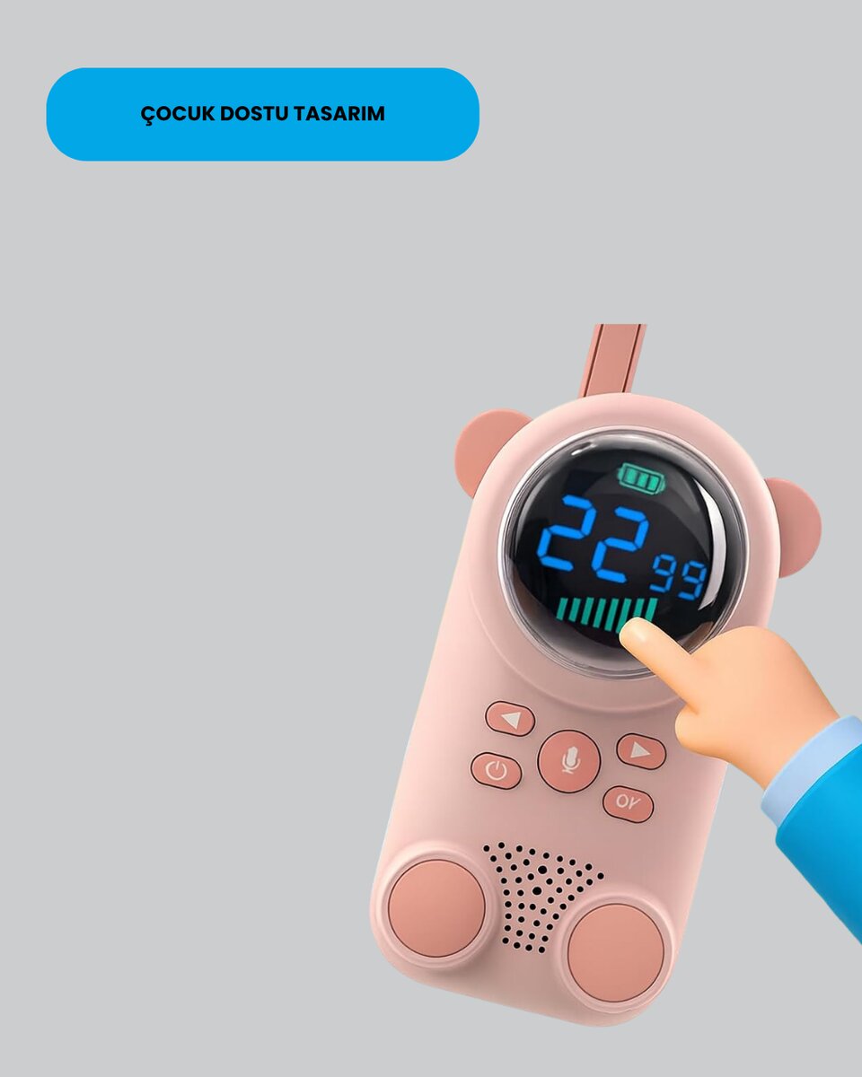 LCD Ekranlı Çocuk Telsizi – İki Yönlü Ses 1-3 km Çekim Mesafesi 3 LCD Ekranlı Çocuk Telsizi – İki Yönlü Ses 1-3 km Çekim Mesafesi - Görsel 3