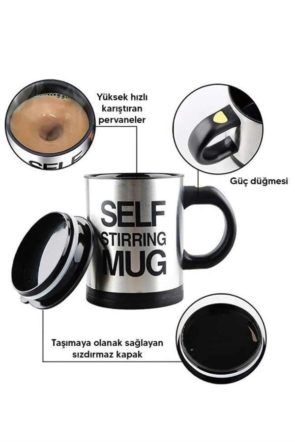 Karıştırıcı Özellikli Mikser Kupa Bardak Kompakt Taşınabilir Mug 3 Karıştırıcı Özellikli Mikser Kupa Bardak Kompakt Taşınabilir Mug - Görsel 3