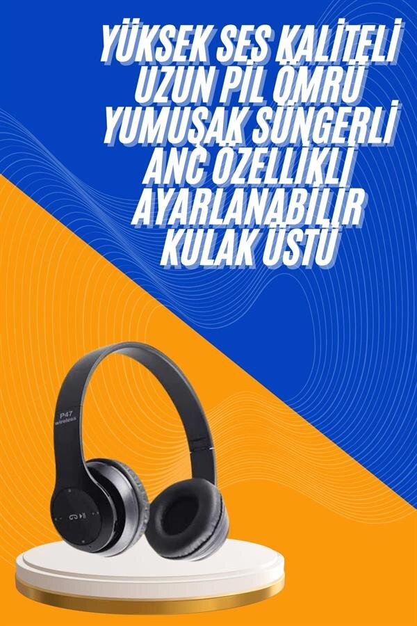 Wireless 5.0 Bluetooth Kablosuz Kulaklık ANC Özellikli Kulak Üstü Ayarlanabilir 1 Wireless 5.0 Bluetooth Kablosuz Kulaklık ANC Özellikli Kulak Üstü Ayarlanabilir
