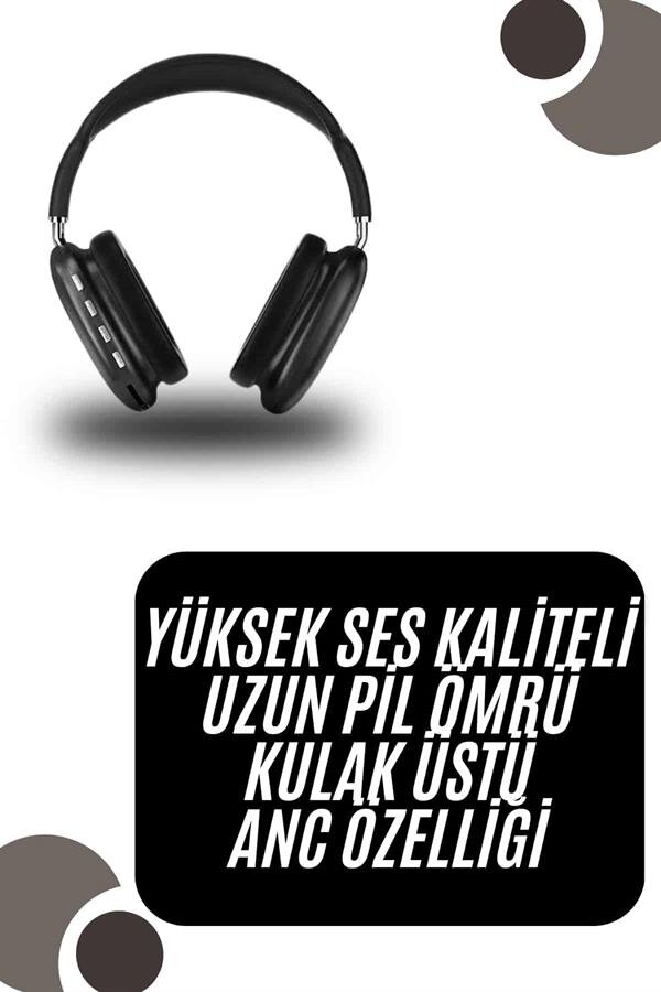 Kulak Üstü Kablosuz Bluetooth Kulaklık Yumuşak Süngerli SD Kart Girişli 1 Kulak Üstü Kablosuz Bluetooth Kulaklık Yumuşak Süngerli SD Kart Girişli