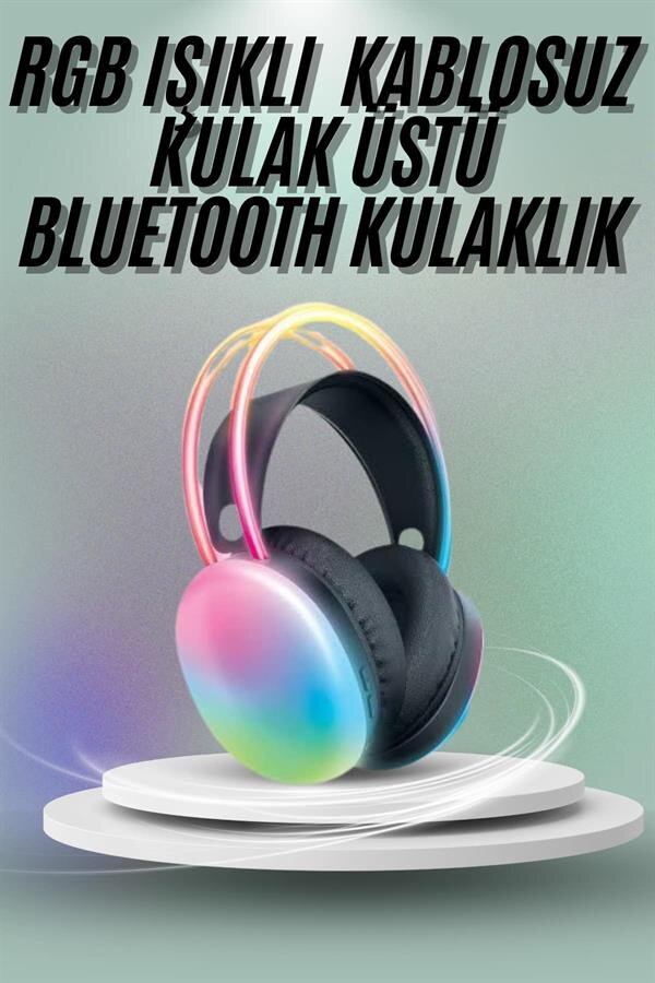 Kulak Üstü Kablosuz Bluetooth Kulaklık Unısex Renkli Işıklı Kulaklık 2 Kulak Üstü Kablosuz Bluetooth Kulaklık Unısex Renkli Işıklı Kulaklık - Görsel 2