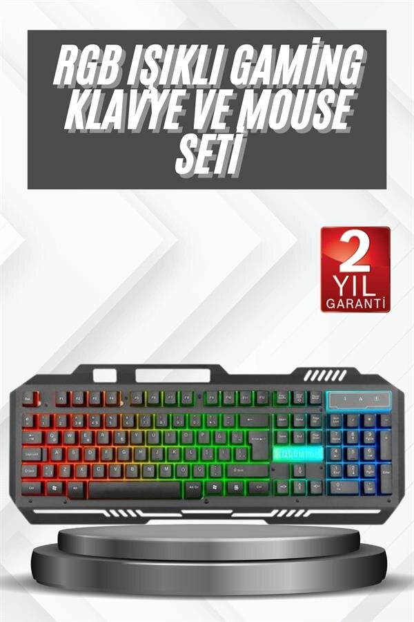Işıklı Oyuncu Q Klavye Mouse Seti Siyah Gaming Oyuncu Klavye 2 Işıklı Oyuncu Q Klavye Mouse Seti Siyah Gaming Oyuncu Klavye - Görsel 2