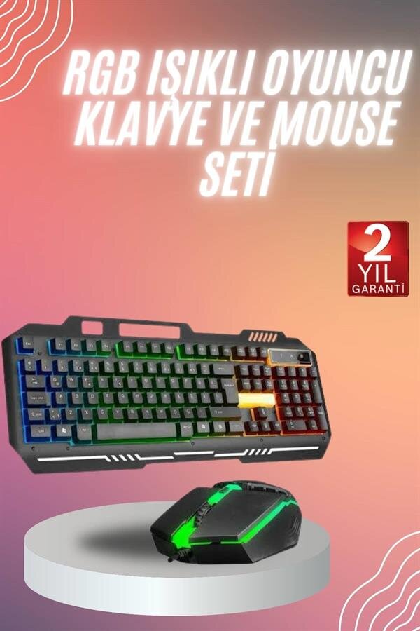 RGB Işıklı Gaming Oyuncu Klavye Q Klavye Mouse Hediyeli 2 RGB Işıklı Gaming Oyuncu Klavye Q Klavye Mouse Hediyeli - Görsel 2