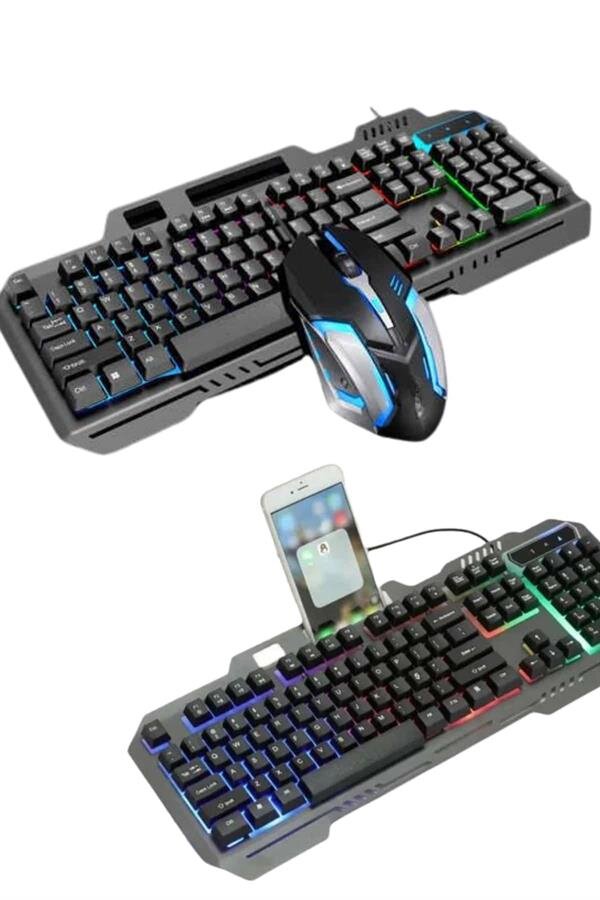 RGB Işıklı Gaming Oyuncu Klavye Q Klavye Mouse Hediyeli 1 RGB Işıklı Gaming Oyuncu Klavye Q Klavye Mouse Hediyeli