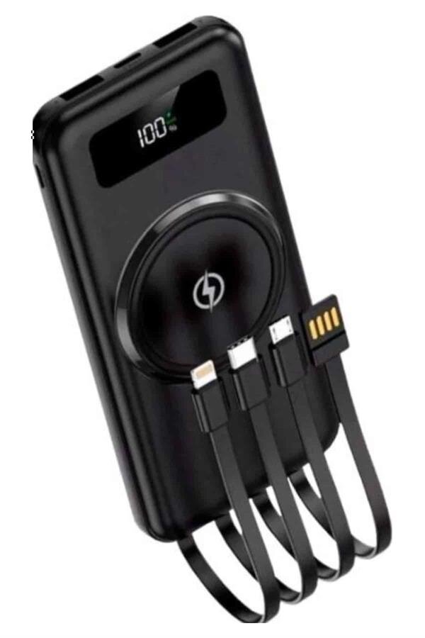 Kablosuz Çoklu Şarj Girişli 10.000 Mah Kablolu Powerbank Taşınabilir 1 Kablosuz Çoklu Şarj Girişli 10.000 Mah Kablolu Powerbank Taşınabilir