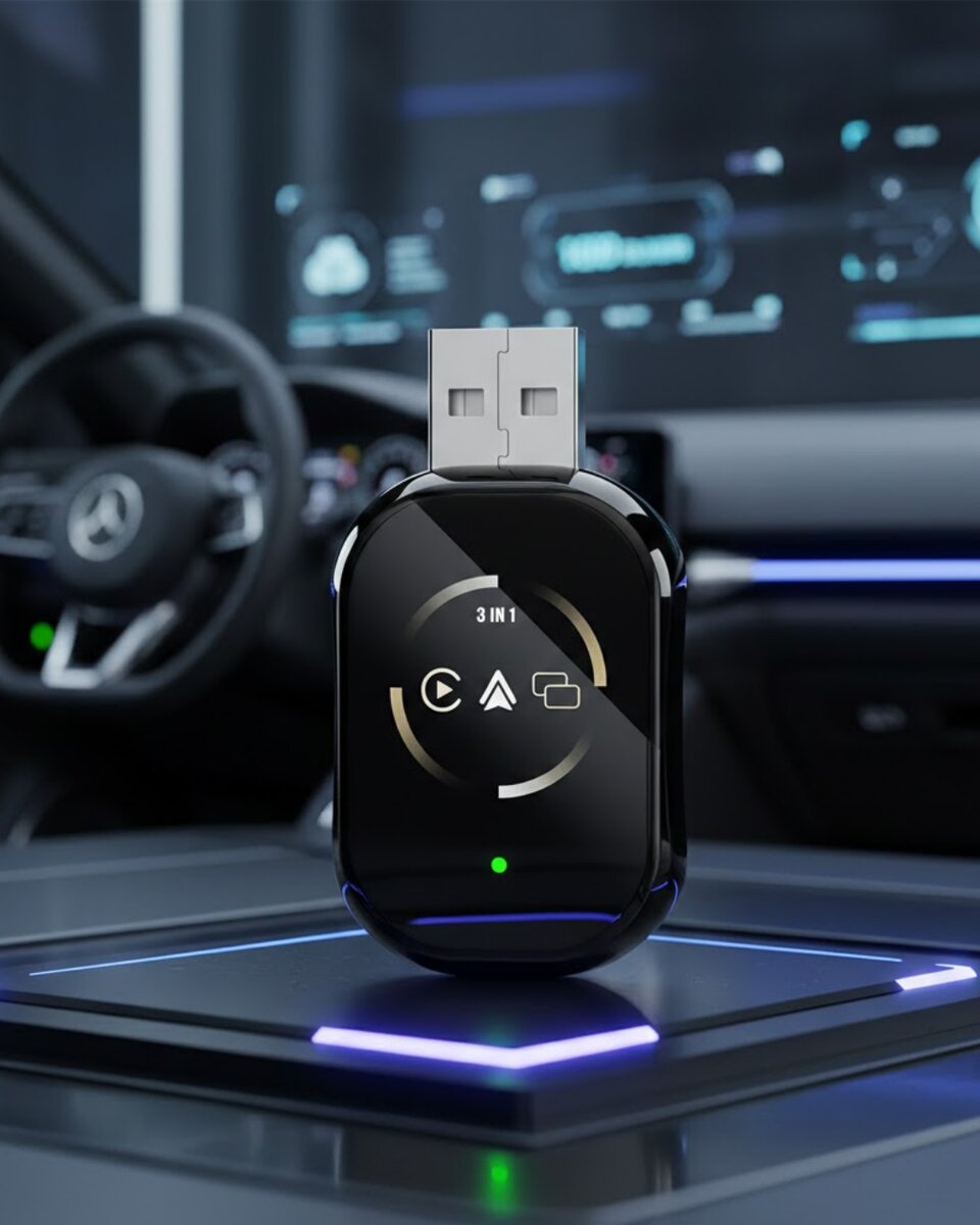Kablosuz CarPlay ve Android Auto Adaptörü Tak Çalıştır Kullanım 1 Kablosuz CarPlay ve Android Auto Adaptörü Tak Çalıştır Kullanım