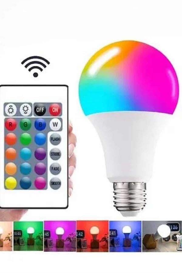 Ayarlanabilir Parlaklık RGB Led Ampul Beyaz Lamba Ve Renkli Ampul 4 Ayarlanabilir Parlaklık RGB Led Ampul Beyaz Lamba Ve Renkli Ampul - Görsel 4