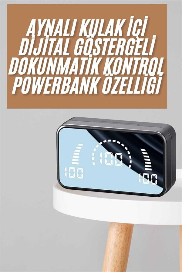 Powerbankli Bluetooth Kulaklık Yüksek Ses Aynalı Çift Dijital Gösterge Ekranı 1 Powerbankli Bluetooth Kulaklık Yüksek Ses Aynalı Çift Dijital Gösterge Ekranı