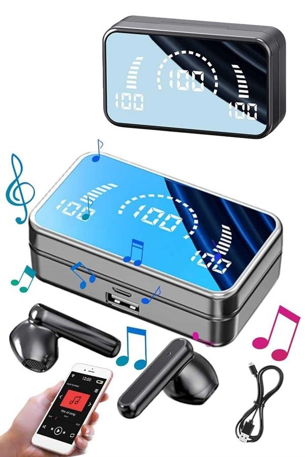 Yeni Nesil Kablosuz Kulaklık Aynalı Powerbank Özellikli Bluetooth Bağlantılı Dijital Göstergeli 1 Yeni Nesil Kablosuz Kulaklık Aynalı Powerbank Özellikli Bluetooth Bağlantılı Dijital Göstergeli