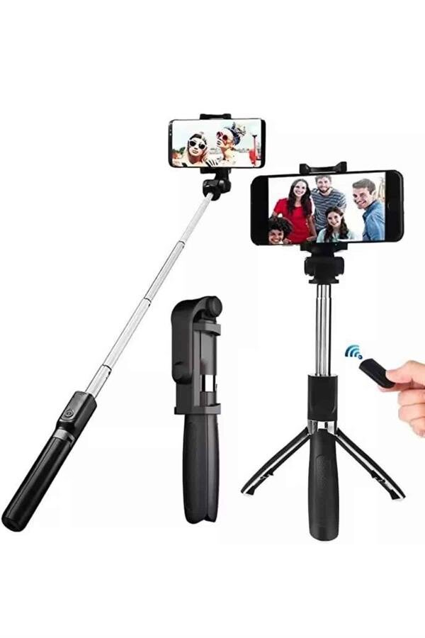 Selfie Çubuğu Tripod Bluetooth Kumandalı Selfie Çubuğu Telefon Tutucu 1 Selfie Çubuğu Tripod Bluetooth Kumandalı Selfie Çubuğu Telefon Tutucu